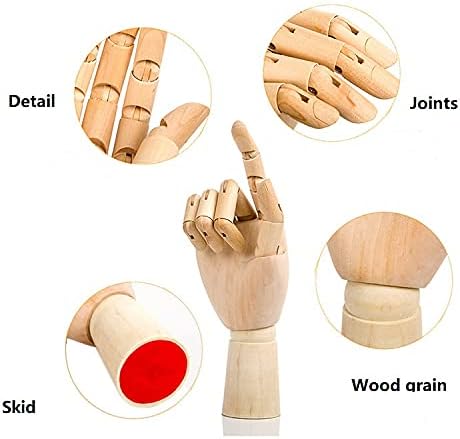 Wood Artist Drawing Manikin Articulated Mannequin with Wooden Flexible Fingers 10" Left Hand (10 inches-The Right Hand)...