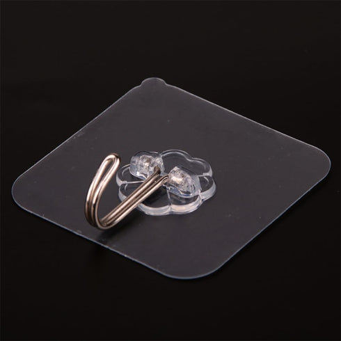 Wall Hooks for Hanging 33lb(Max),Heavy Duty Self Adhesive Hooks 12 Pack Transparent Waterproof Sticky Hooks for Keys Bathroom Shower Outdoor Kitch...