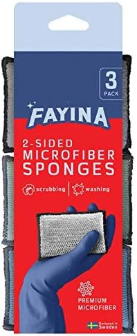 2-Sided Premium Microfiber Dish Sponge and Scrubber 3 Pack Variety - Heavy Duty Scouring Non-Scratch Multi-Surface...