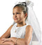 Religious Gift Catholic Girls Holy First Communion Elegant Tiara Silk Floral 25 Inch Mesh Veil...