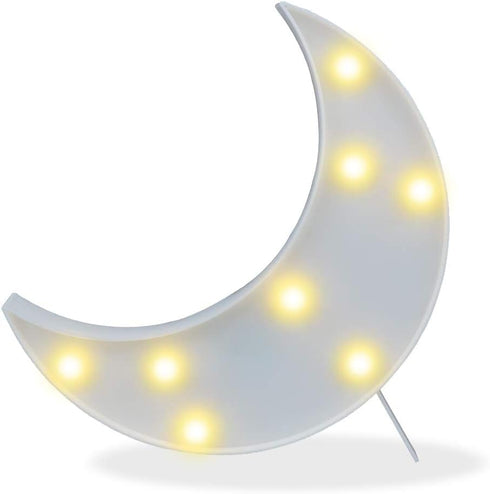 Pooqla Decorative LED Crescent Moon Marquee Sign - Moon Marquee Letters LED Lights - Nursery Night Lamp Gift - Ramadan Decorations for Home(White)...