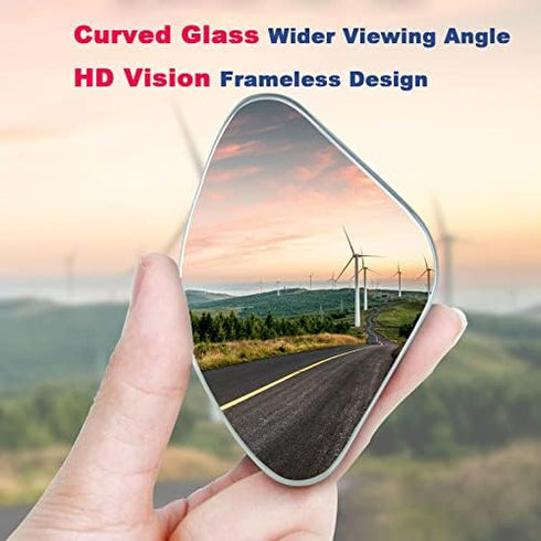 Blind Spot Mirror, Fan Shape Curved Blind Spot Mirror, Upgrade HD Glass Wide Angle Mirror, Frameless 360° Adjustable Convex Rear View Mirror for c...