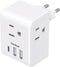 European Travel Plug Adapter, International Power Plug Adapter with 3 Outlets 3 USB Charging Ports(1 USB C), Type C Plug Adapter Travel Essentials...