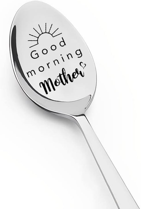 Good Morning Mother Spoon for Mom Mothers Day Gifts for Mama Mommy from Daughter Son to Mummy Birthday Christmas Gifts for Mom Spoons Gifts for St...