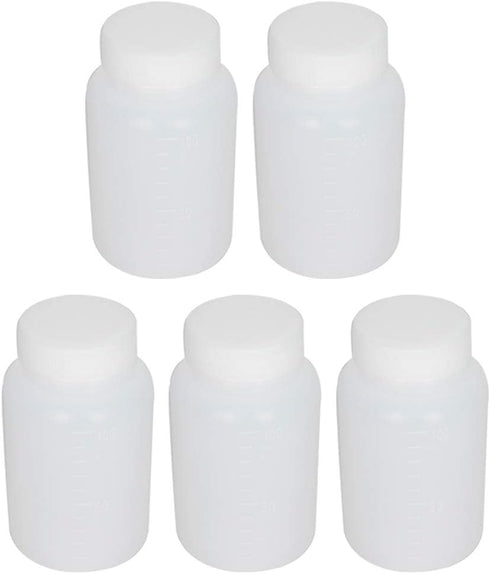 Bettomshin 5Pcs 100ml PE Plastic(Food Grade) Bottles, Wide Mouth Lab Reagent Bottle Liquid/Solid Sample Seal Sample Storage Container with Graduat...