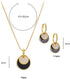 CLASSYZINT Gold And Black Jewelry Sets For Women CZ Stone Black Epoxy Round Disc Pendant Necklace And Hoop Earrings Gold Jewelry Set...