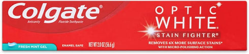 Colgate Optic White Toothpaste, Stain Fighter, Fresh Mint Gel, Travel Size 2.0 oz (Pack of 2)...