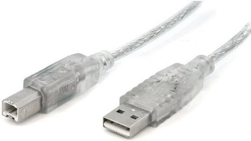 StarTech.com Clear A to B USB 2.0 Cable - USB Cable - 4 pin USB Type A (M) - 4 pin USB Type B (M) - 3 ft - Transparent (USBFAB3T)...