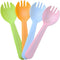 4.3" Mini Disposable Sporks 100ct, Plastic Spork 2-in-1 Utensils, 4 Colors, 25ct Individual Package Per Color - Made by Mavere...