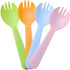 4.3" Mini Disposable Sporks 100ct, Plastic Spork 2-in-1 Utensils, 4 Colors, 25ct Individual Package Per Color - Made by Mavere...