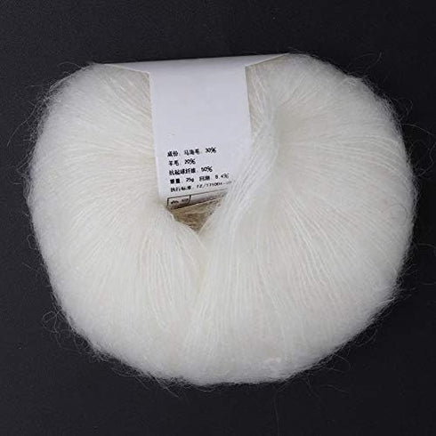 Popular Soft Mohair Knitting Angora Wool Yarn for DIY Knitting (with a Crochet)(White)......
