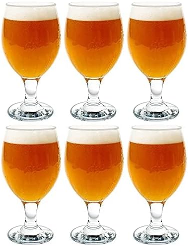 Vikko Beer Glass, Set of 6 Belgian Style Beer Glasses, Large Size 13.5 Ounce, Dishwasher Safe Durable Drinking Glass for Craft Brews, Beer or Wate...