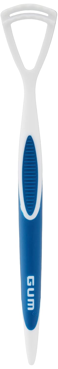 GUM Tongue Cleaner - Dual Action Soft Bristled Tongue Brush with Tongue Scraper for Better Oral Hygiene - Bad Breath Treatment (6pk)...