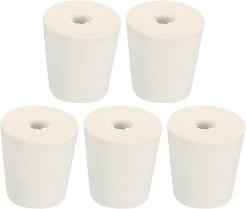 MECCANIXITY Rubber Tapered Plug 22mm to 28mm with Hole Test Tubes Bungs Stopper White for Lab Home 5 Pieces...