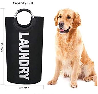 W·Z Geanmoki 82L Large Laundry Basket, Collapsible Fabric Laundry Hamper, Foldable Clothes Bag, Folding Washing Bin (Black)...