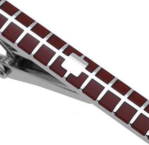 Burgundy Check Tie Clips...