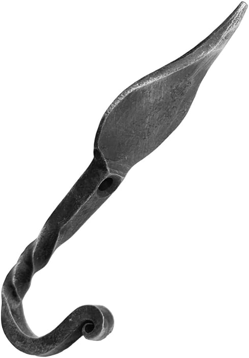 Hand Forged Metal Wall Hook Wrought Iron Handmade Wall Mounted Rustic Coat Leaf Hook Blacksmith Wall Mounted Kitchen Towel Hooks Rack Black Antiqu...