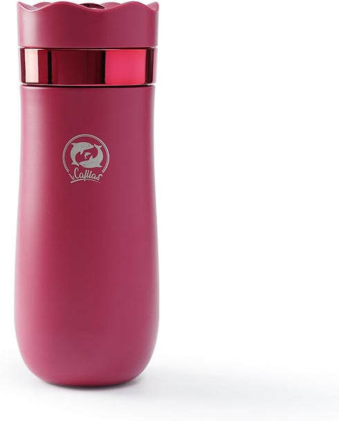BENFUCHEN Travel Coffee Press, Vacuum Insulated Portable French Press, Stainless Steel Portable Coffee Maker/Tea Press, 12oz, Rose Red...