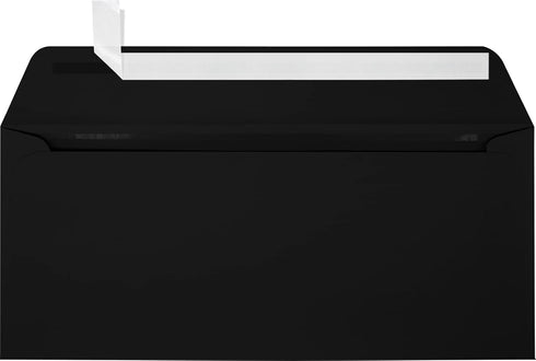 LUXPaper #10 Business Full Face Window Envelopes | Peel & Press | 4 1/8" x 9 1/2" | Midnight Black | 80lb. Text | 50 Qty...