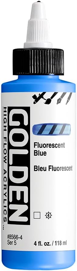 GOLDEN High Flow Acrylics, Fluorescent Blue, 4 fl. oz. / 118 ml Bottle...