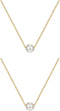 2Pcs Pearl Pendant Necklaces Freshwater Cultured Single Pearl Necklace Delicate Pearl Pendant Gold Necklace Bridesmaid Gifts for Wedding Engagemen...