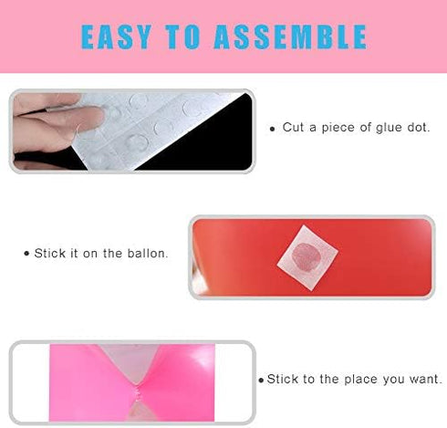 Balloon Decorating Tape Strip for Ballon Arch Garland Kit 2 Rolls 32.8 Feet, 400 Pcs Glue Dots Point Stickers for Wedding Birthday Party (Double H...