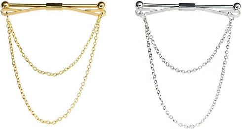 2Pcs Metal Shirt Collar Clips,Necktie Tie Clips Clip-on Collar Bar Pin Shirt Clip Men's Shirt Suit Collar Pin Prevent Exposure Buckle Neckwear Cli...