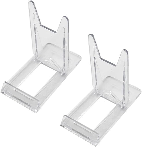 2 Pieces Acrylic Easel Display Stand Plastic Plate Display Stands Mini Easel Stand Mini Easel Stand Adjustable Picture Stand Coin Display Stand, T...