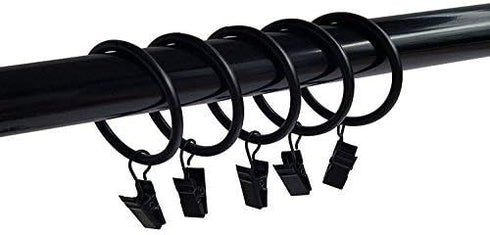 40 Pack Black Matte Metal Curtain Rings with Clips (1.25"?Black)...
