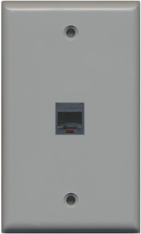RiteAV Rj11/12 Phone Wall Plate 1 Gang Flat - Gray...