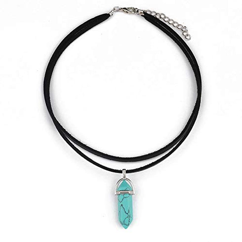 Kercisbeauty Black Wrap Velvet Choker with Green Gemstones Healing Stones Women Girls Everyday Boho Necklace Gift Her Jewelry Hippie Crystal...