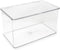 Isaac Jacobs Large Stackable Organizer Bin (10.75” x 6.5” x 6.1”) w Hinged Lid Clear Storage Box Home Office School Fridge Bathroom Kitchen Pantry...