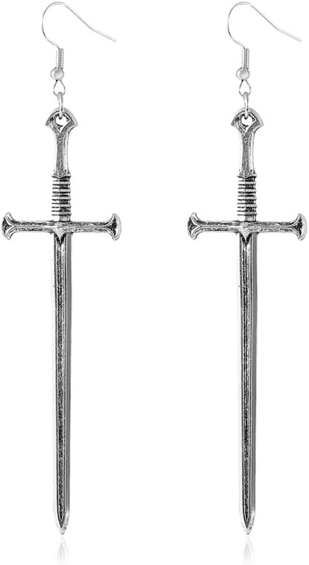 Fuqimanman2020 Unique Retro Gothic Long Sword Hook Earrings Vintage Silver Punk Style Knife Dangle Drop Earrings for Women...