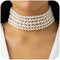 Boho Round Imitation Pearl Choker Necklace Multi Strands Vintage Choker Bridal Wedding Crystal Jewelry for Women...