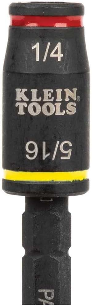 Klein Tools 32767 Impact Driver, SAE 3-in-1 Impact Socket and Bit Holder, Flip Socket with 1/4-Inch and 5/16-Inch Hex Drivers, 5-Inch Length...
