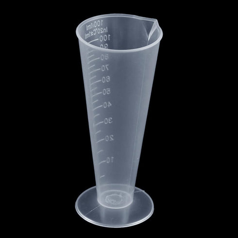 RUIAN Conical Measure Cup 100ml Capacity Cone Shape Translucent Plastic Labs Beaker with Pouring Spout 5ml Raised Graduations Round Base,2Pcs...