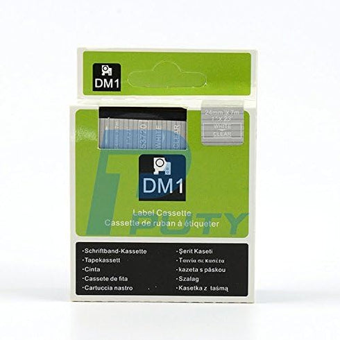 White on Clear Tape Label Compatible for DYMO 53720 D1 24mm 7M 1" X 23'...