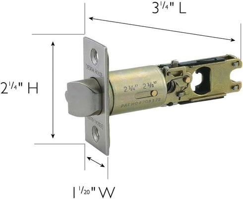 Design House 790782 Adjustable Entry Pro Series Latch 2-Way, Square, Satin Nickel...