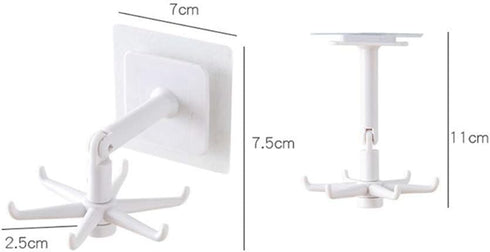 365Home Hanging Utensil Holder Hooks Kitchen Utensil Hanger Wall Mount 360 Degrees Rotating Folding Hook Self Adhesive Hook Utensil Rack with 6 Ho...