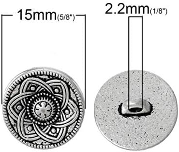 12 PCS Antique Silver Six-Petal Flower Carving Circle Button Vintage Coat Button High-Grade Alloy Button Trench Coat Button...
