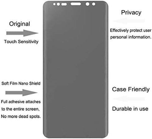 Galaxy Note 9 Privacy Screen Protector, Anti-Spy Case Friendly Support in-Screen Unlock Flexible TPU Film, Anti-Scratch Full Adhesive Coverage Nan...
