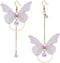 Temperament Long Butterfly Chain Tassel Drop Dangle Earrings for Asymmetric Pearl Circle Pendants Earrings Colored Tulle Butterfly Wings Earrings...