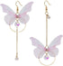 Temperament Long Butterfly Chain Tassel Drop Dangle Earrings for Asymmetric Pearl Circle Pendants Earrings Colored Tulle Butterfly Wings Earrings...