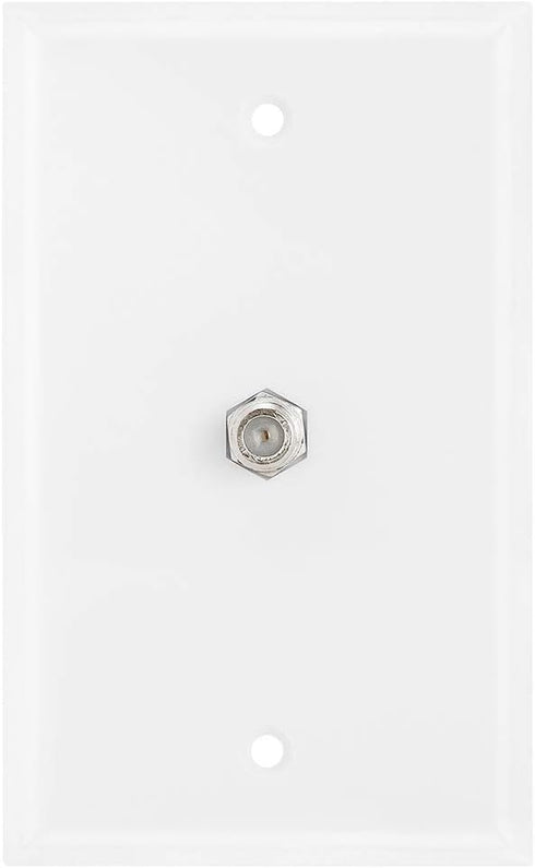 Cmple - Single F Connector Coaxial Cable Audio/Video Wall Plate, 1-Port TV Cable Wallplate 75 Ohm Plug Jack Ports Coax Wall Plate - White...