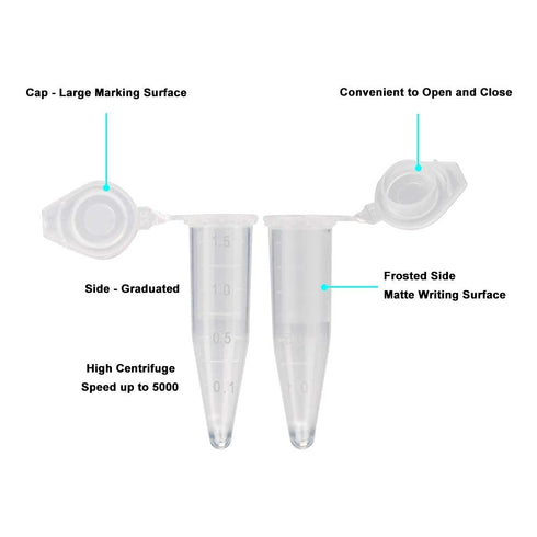 500pcs 1.5ml Conical Centrifuge Tubes Microcentrifuge Tube Plastic Test Vials with Lids Plastic Sample Small Bottle Vial Storage Container Test Tu...
