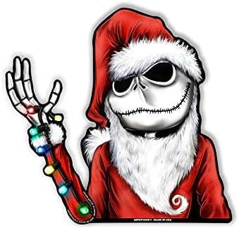 Jack Nightmare Santa Claus Waving Winter WiperTag USA Christmas with Decal attaches to rear vehicle wiper blade...