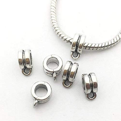 100g (About 125pcs) Mixed Tibetan Tube, Spacer Bail Bead Hanger Fit Charm European Bracelet Pendant (Antique Silver), 125...