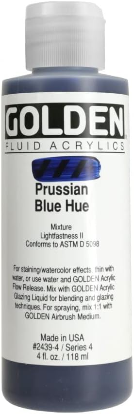 Golden Fluid Acrylic, 4 ounce bottle, Prussian Blue Hue...