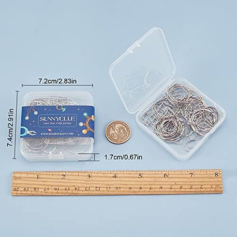 SUNNYCLUE 1 Box 120Pcs 12 Styles Linking Rings Earrings Beading Hoop Brass Open Bezels Frame Charms Round Teardrop Square Shape for Earring Findin...