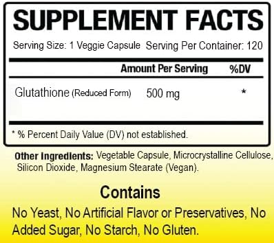 Glutathione 500 mg 120 Vegetable Capsules...